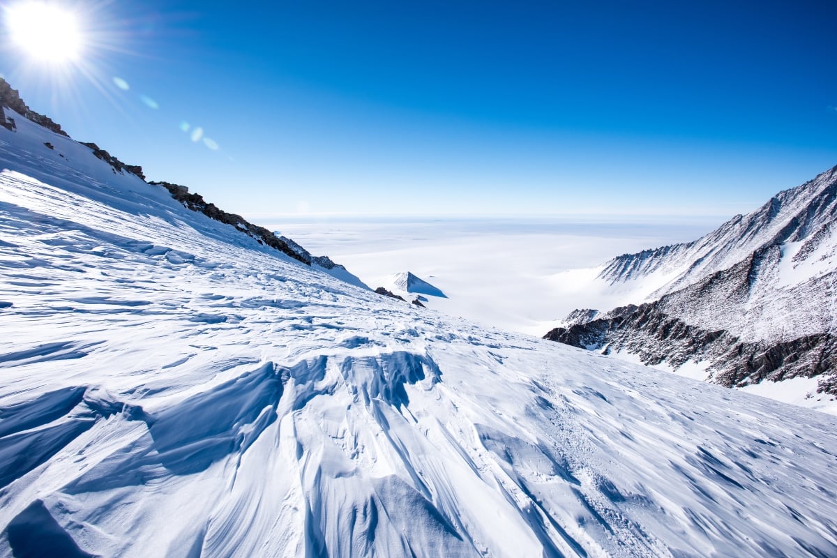 East Antarctica landscape of ice and mountains